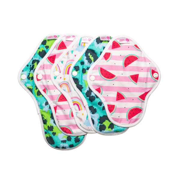 MULTI-PACK  of 10 Cotton Mixed Use Washable Sanitary Menstrual Pads